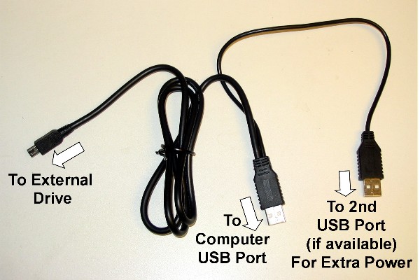 USB Y Cable (2 Type A to 5-Pin Mini)
